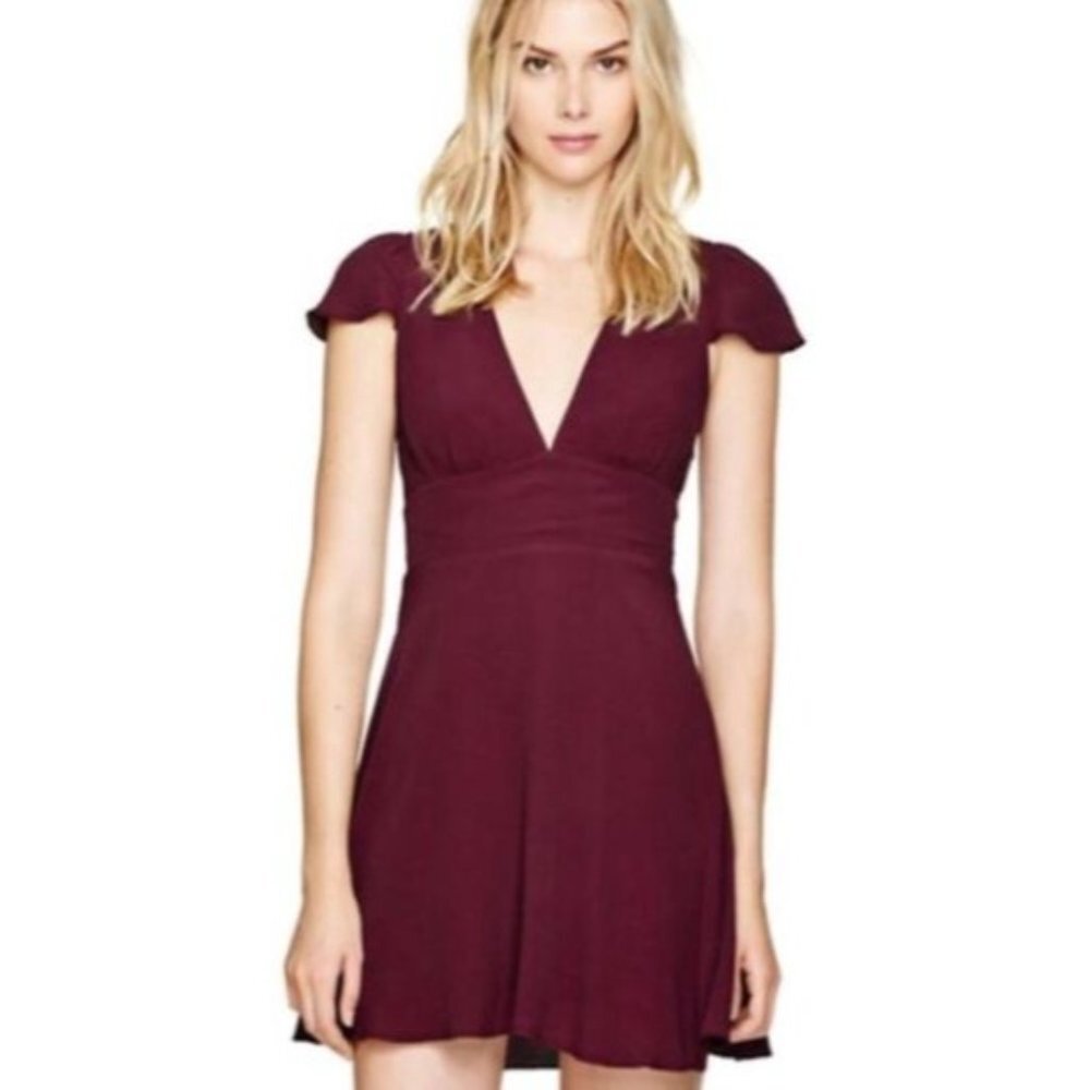 Aritzia Sunday Best Rand Mini Dress Maroon Burgundy-sz 6